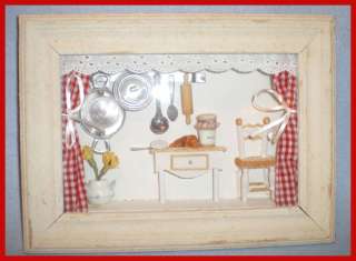 Diorama Shabby Chic Shadow Box COUNTRY KITCHEN Vignette Dennis East 