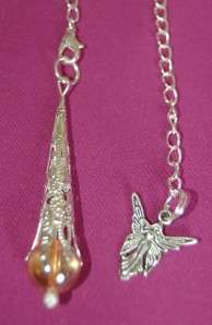 Sunshine Titanium or Aqua Aura Crystal Pendulum & Angel  