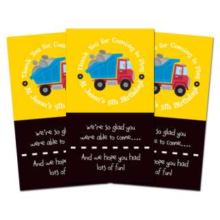 10 DUMPTRUCK CONSTRUCTION Birthday Party THANK YOU TAGS  
