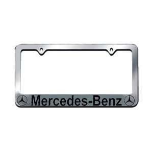 mercedes Logo Block Lettering Chrome License Plate Frame with 2 free 