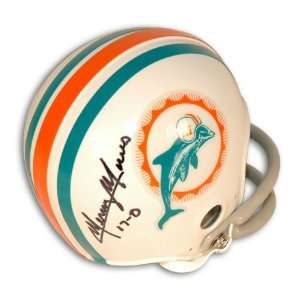 Autographed Mercury Morris Miami Dolphins 2 Bar Throwback Mini Helmet 