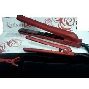  Red Metallic Rubber 100% Ceramic 1.25 inch & .5 Hair Straightener 