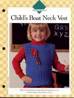 Childs Boat Neck Vest & Kite Applique Vanna Crochet Pattern Leaflet 