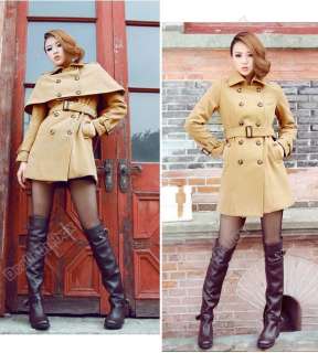    Breasted Trench coat Long Jacket Cape Ponchos Outerwear Two Color