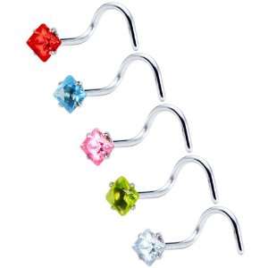  18 Gauge Stainless Steel CZ Nose Ring Pack Jewelry