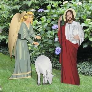    Jesus Angel Sheep Easter Yard Sign Set Patio, Lawn & Garden