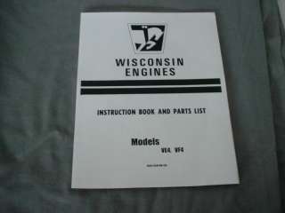 WISCONSIN VE4   VF4 ENGINE INSTRUCTION, REPAIR & PARTS MANUAL  