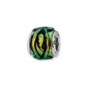   Textured Dichroic Glass Charm for Pandora and 3mm Bracelets Jewelry