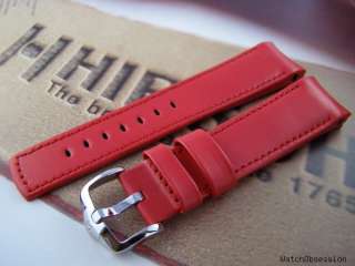 HIRSCH MOBILE 22mm RED WATERPROOF LEATHER WATCH STRAP  