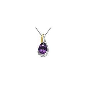 com ZALES Diamond Pendant in Sterling Silver and 14K Gold Plate Pear 