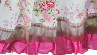  Chic Rose Ruffled Wildflower pink white kitchen curtain valance  