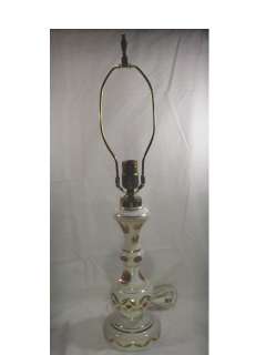 Bohemian Glass Table Lamp White Gold Electric  