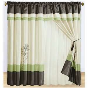  Portland Sage Curtains 2 x Panels 60x84ea. with Valance 