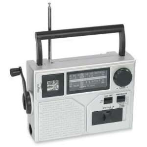 com Crank Radio/Flashlight,Portable,9 3/4x3 1/4x6 3/8,Silver   RADIO 
