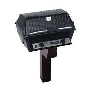   Gas Grill With Black Control Panel On Black In Ground Post Home