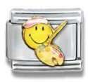ARTIST SMILEY FACE 9mm OFFICIALLY LICENSED ITALIAN CHARM LINK PAINT 