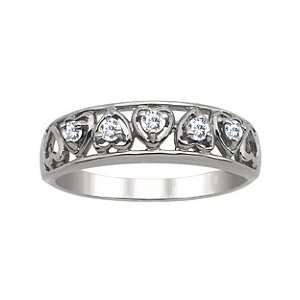  Embedded Diamond Hearts Promise Ring Jewelry