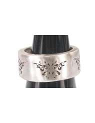Butterflies Pattern Print Pewter Ring Band, Size 9