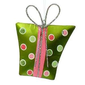  Green Retro Polka Dot Christmas Present Gift Ornament 