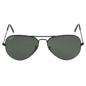  Ray Ban AVIATOR RB3025 Black/ Polarized Crystal Green 002//58 