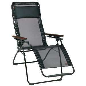   Clipper Mesh Recliner With Wood Arm, Black Patio, Lawn & Garden