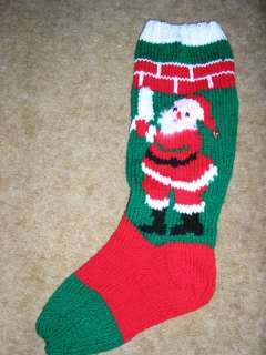 HAND KNIT VINTAGE PERSONALIZED CHRISTMAS STOCKING ,SOCK  
