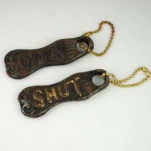 Antique Pair Cast Iron Stove Keys OpenAnd Shut  