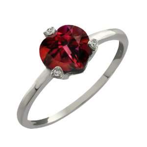   Ct Heart Shape Crimson Red Mystic Topaz and Topaz Sterling Silver Ring