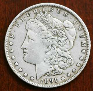 1891 P Morgan Silver Dollar   Top Vam double ear #40 19  