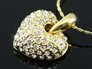 Heart Gold P Pendant Necklace u Swarovski Crystal SN145  