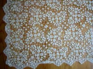  Hand Crochet Tablecloth with Intricate Floral and Leave Pattern 