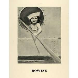  1936 Print Gerome Brush Rowing Sailor Girl Oar Porthole 