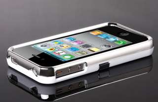   Deluxe Hard Chrome Case Cover Stand Rubberized Clip for iPhone 4 4G 4S