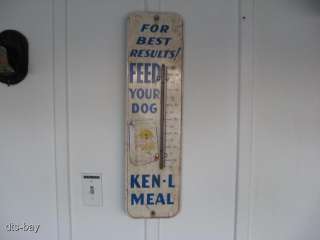 Big Metal Ken L Meal Dog Food Advertising Thermometer Sign