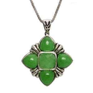    Sterling Silver Dyed Green Jade Pendant Necklace, 18 Jewelry
