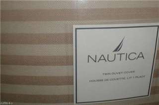 Nautica Southgate Herringbone TWIN Duvet Cover Tan new  