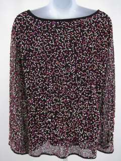 JACQUES VERT Black Pink Sequin Long Sleeve Shirt Sz 22  