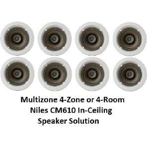 Ceiling Speaker Multiroom Speaker SOLUTION (4 Zone, Set of 8 Speakers 