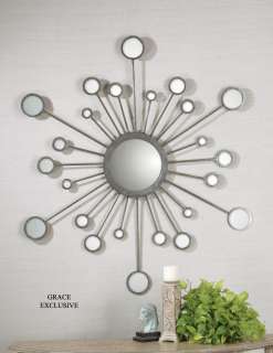 Raindrops Modern Silver Starburst Wall Mirror  