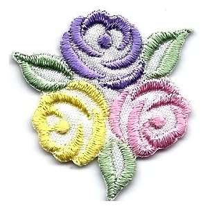  BOGO   Embroidered Iron On Applique Pastel Roses 