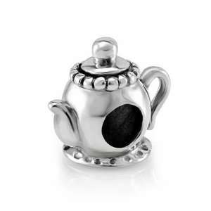   Sterling Silver Teapot Bead Charm Fits Pandora Bracelet Jewelry