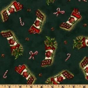  44 Wide Christmas Eve Christmas Stockings Green Fabric 