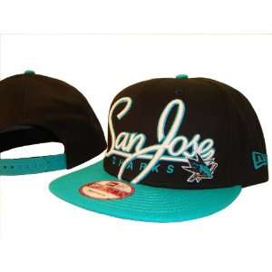   Jose Sharks New Era Black & Teal Adjustable Snap Back Baseball Cap Hat