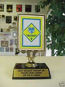 NEW SPINNER CUB SCOUT TROPHY AWARD HOLDS PICTURE BOY  