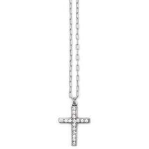   Sterling Silver Plated Vintage Style Swarovski Crystal Cross Necklace