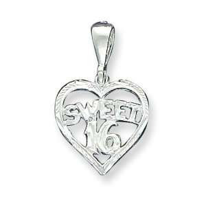  Heart Sweet 16 Sterling Silver Charm with 18 Stainless 