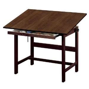  Titan Solid Oak Drafting Table Walnut Finish, 42 x 31 