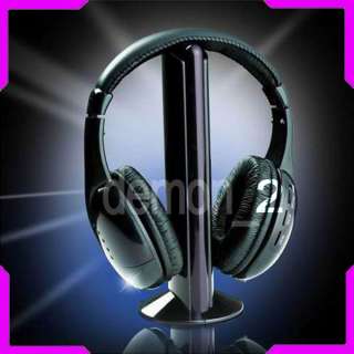 in 1 Wireless Headphone Earphone Black For /MP4 PC TV CD FM Radio 