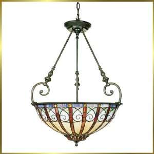 Tiffany Chandelier, QZTFAV2823VB, 3 lights, Antique Bronze, 23 wide X 