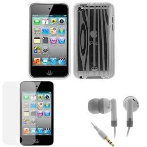 GTMax Wood Clear Gel Cover Case + LCD Screen Protector + White Stereo 